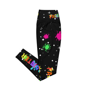 Face painting leggings in larger sizes with pocket-Allow up to 10 days as made on order from USA