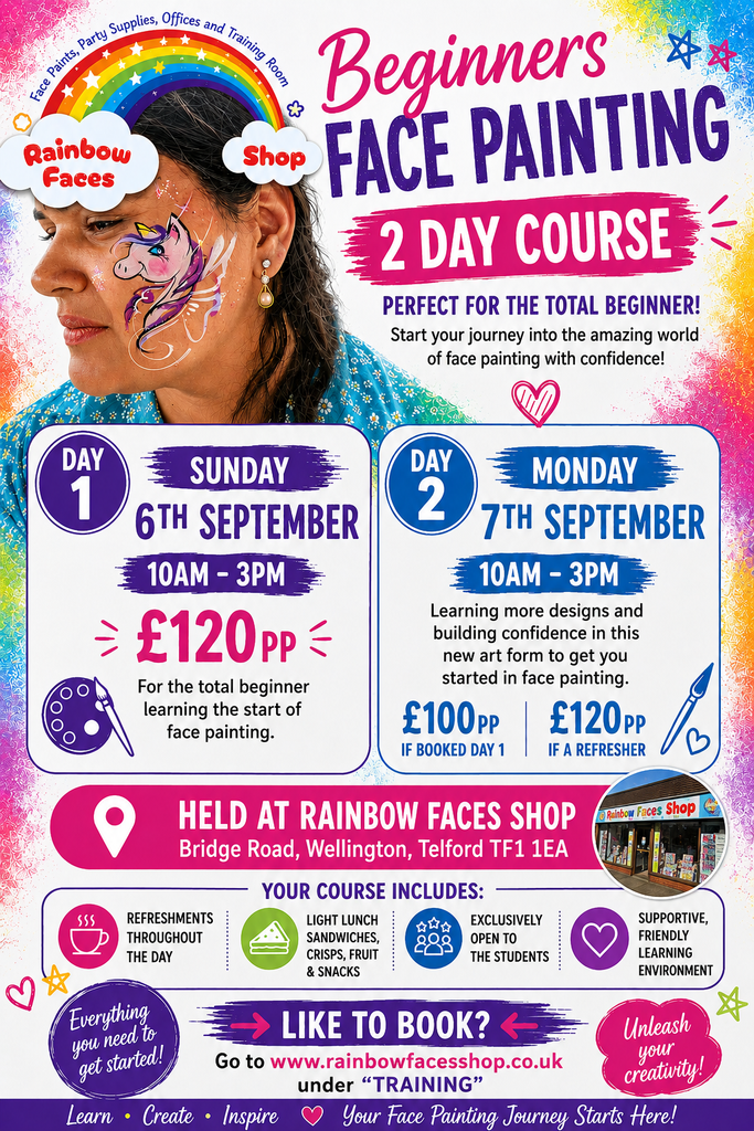 Beginners at face painting workshop 6th and 7th Sept